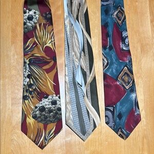 Red and Blue Silk Ties with Artistic Patterns